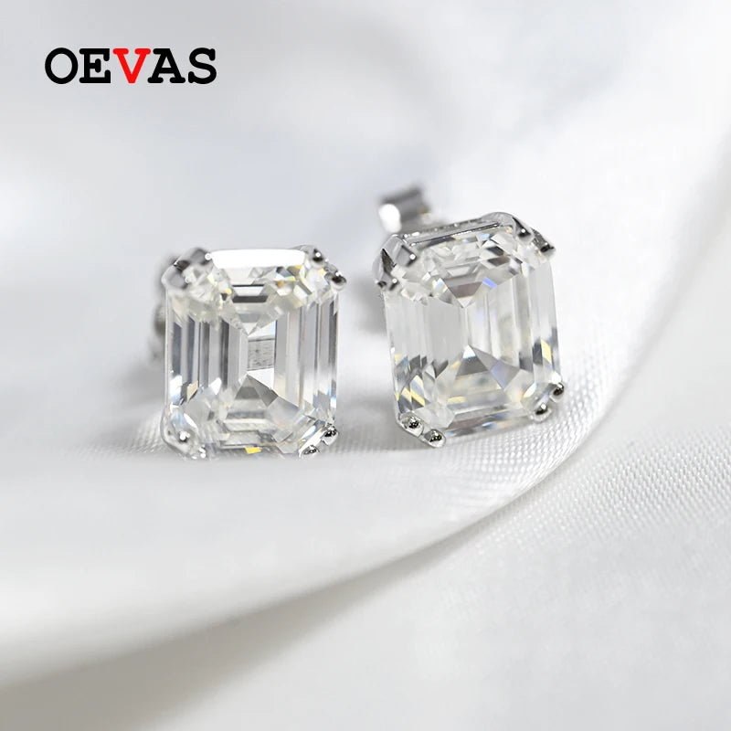 925 Silver Moissanite Diamond Earrings Studs Wedding Jewelry
