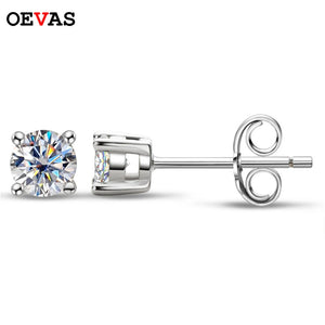 0.1ct 0.3ct 0.5ct D Moissanite Stud Earrings 925 Sterling Silver Wedding Jewelry