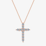 3mm Moissanite Cross Pendant Necklace 925 Sterling Silver Sparkling Jewelry