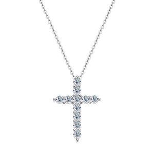 3mm Moissanite Cross Pendant Necklace 925 Sterling Silver Sparkling Jewelry