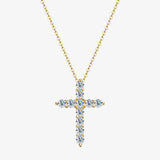 3mm Moissanite Cross Pendant Necklace 925 Sterling Silver Sparkling Jewelry