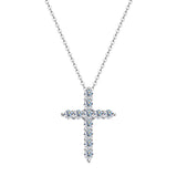 3mm Moissanite Cross Pendant Necklace 925 Sterling Silver Sparkling Jewelry