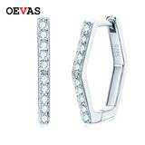 Moissanite Hexagon Hoop Earrings 925 Sterling Silver Wedding Jewelry