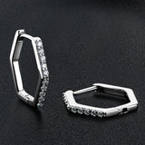 Moissanite Hexagon Hoop Earrings 925 Sterling Silver Wedding Jewelry