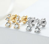 Moissanite Stud Earrings 18K Plated 925 Silver Wedding Gift