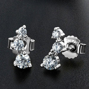 Moissanite Stud Earrings 18K Plated 925 Silver Wedding Gift