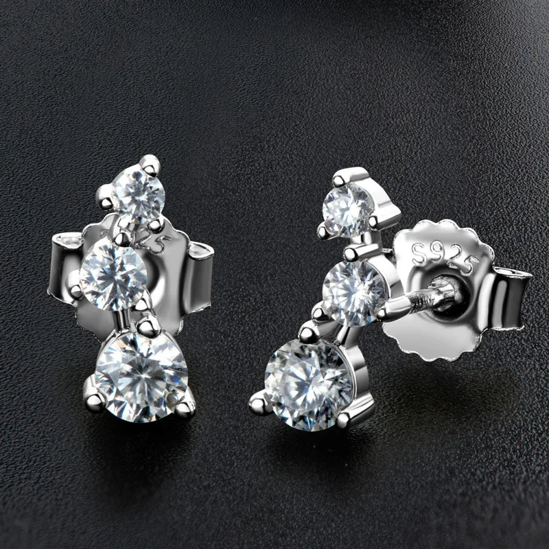 Moissanite Stud Earrings 18K Plated 925 Silver Wedding Gift