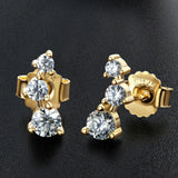 Moissanite Stud Earrings 18K Plated 925 Silver Wedding Gift