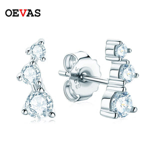 Moissanite Stud Earrings 18K Plated 925 Silver Wedding Gift