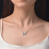 925 Silver Zircon Diamond Butterfly Pendant Necklace