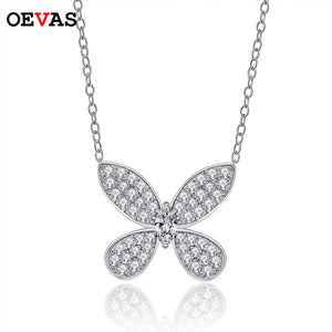 925 Silver Zircon Diamond Butterfly Pendant Necklace