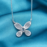 925 Silver Zircon Diamond Butterfly Pendant Necklace