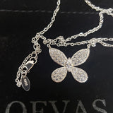 925 Silver Zircon Diamond Butterfly Pendant Necklace