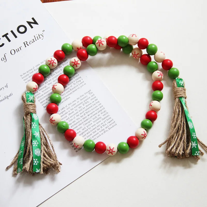 Christmas Snow Beaded Tassel String Home Decoration Pendant Creative