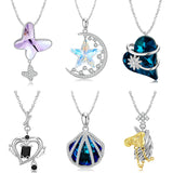 925 Silver Moon Star Heart Pendant Necklace for Women