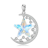 925 Silver Moon Star Heart Pendant Necklace for Women