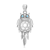 Owl Dream Catcher Animal 925 Sterling Silver Necklace Women Fine Jewelry