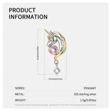Pink Heart Unicorn Fantasy Pendant 925 Sterling Silver Necklace for Women