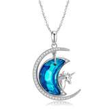 925 Sterling Silver Moon Unicorn Pendant Necklace for Women