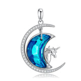 925 Sterling Silver Moon Unicorn Pendant Necklace for Women
