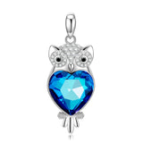 925 Silver Owl Heart Zircon Pendant Necklace for Women