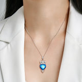 925 Silver Owl Heart Zircon Pendant Necklace for Women
