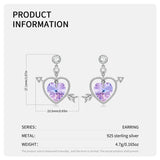 925 Silver Purple Heart Cupid's Arrow Couple Earrings Studs