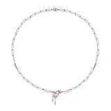 925 Silver Cherry Pink Pendant Necklace Y2K Style Women Birthday Gift