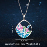 Flowers Pendant Necklace 925 Sterling Silver DIY Enamel Chain