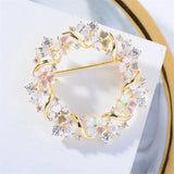Zircon Shell Flower Brooch Pins Bridal Bouquet Dress Jewelry