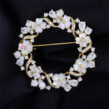 Zircon Shell Flower Brooch Pins Bridal Bouquet Dress Jewelry