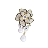 Pearl Zircon Corsage Flower Brooch Jewelry