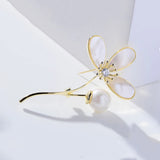 Nature Shell Flower Broochpin with Pearl for Women Jewelry