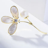 Nature Shell Flower Broochpin with Pearl for Women Jewelry