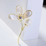 Nature Shell Flower Broochpin with Pearl for Women Jewelry