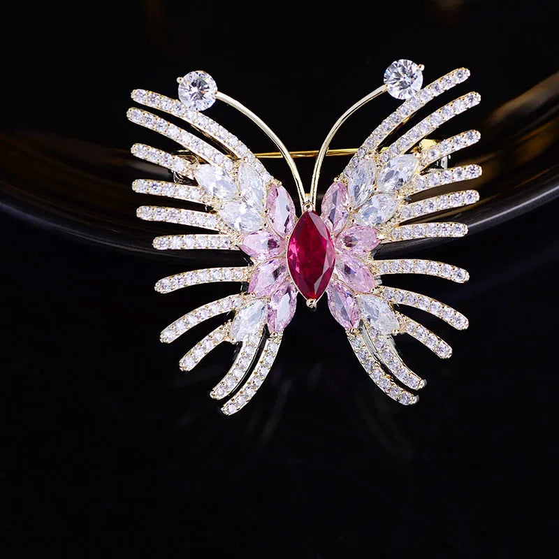 Colorful Zirconia Butterfly Brooch Pin Xmas Gift