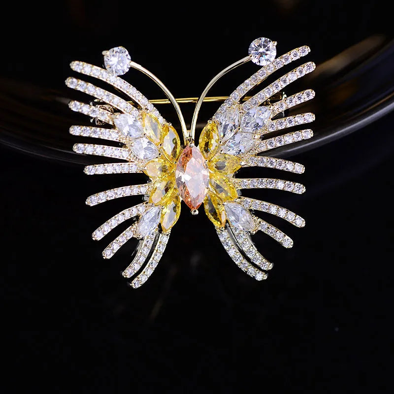 Colorful Zirconia Butterfly Brooch Pin Xmas Gift