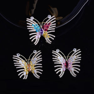 Colorful Zirconia Butterfly Brooch Pin Xmas Gift