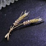 Wheat Brooch for Women Yellow Zircon Grain Brooch Pin