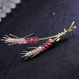 Wheat Brooch for Women Yellow Zircon Grain Brooch Pin