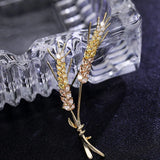 Wheat Brooch for Women Yellow Zircon Grain Brooch Pin