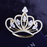 Zircon Crown Brooch Pins for Coat Suit Shawl