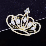 Zircon Crown Brooch Pins for Coat Suit Shawl