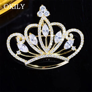 Zircon Crown Brooch Pins for Coat Suit Shawl