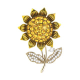Crystal Sunflower Brooch Zircon Pin Woman Accessori Jewelry