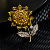 Crystal Sunflower Brooch Zircon Pin Woman Accessori Jewelry
