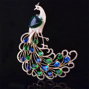Peacock Brooch CZ Animal Brooch Pin Sweater Jewelry