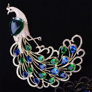 Peacock Brooch CZ Animal Brooch Pin Sweater Jewelry