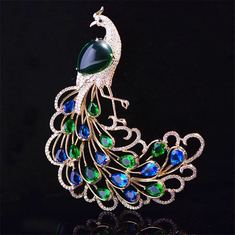 Peacock Brooch CZ Animal Brooch Pin Sweater Jewelry
