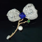 Cubic Zircon Leaves Brooches Freshwater Pearl Corsage